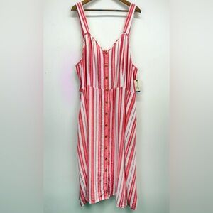 Terra & Sky Red and White Striped Midi Dress